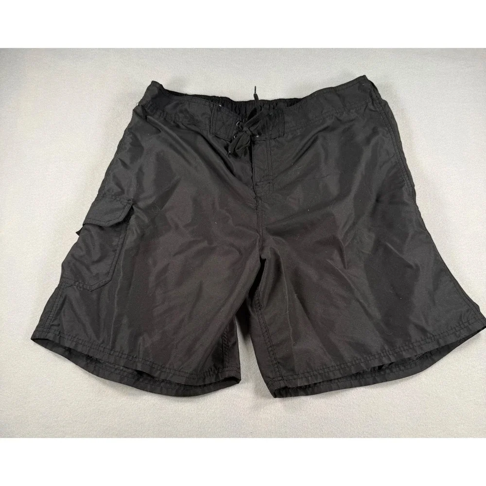 Kanu Surf Mens 2X Black Cargo Board Shorts Swim Trunks Beachwear Plus Size Y2K